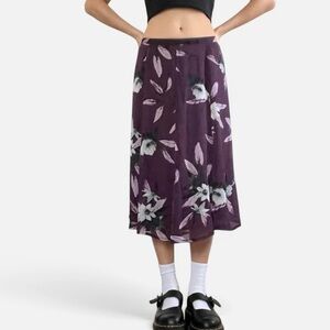 Sag Harbor Purple Floral Midi Skirt